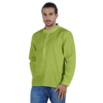 Atasi Indian Mens Short Kurta Henley Shirt Long Sleeve Mandarin Collar Shirt