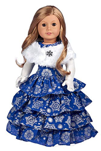 Winter Snowflake Blue Denim Skirt fits 18" American Girl Size Doll 