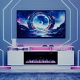 thumbnail image 3 of Waleaf 70" Modern Fireplace TV Stand with 36" Fireplace for TVs Up to 80", 2 Tier TV Console Stand for Living Room, 3 of 10