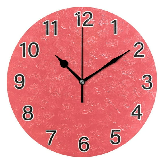 Ryvnso Bright Red Wall Clock Non Ticking Silent Kitchen Clock Battery Operated Clocks 10 inch