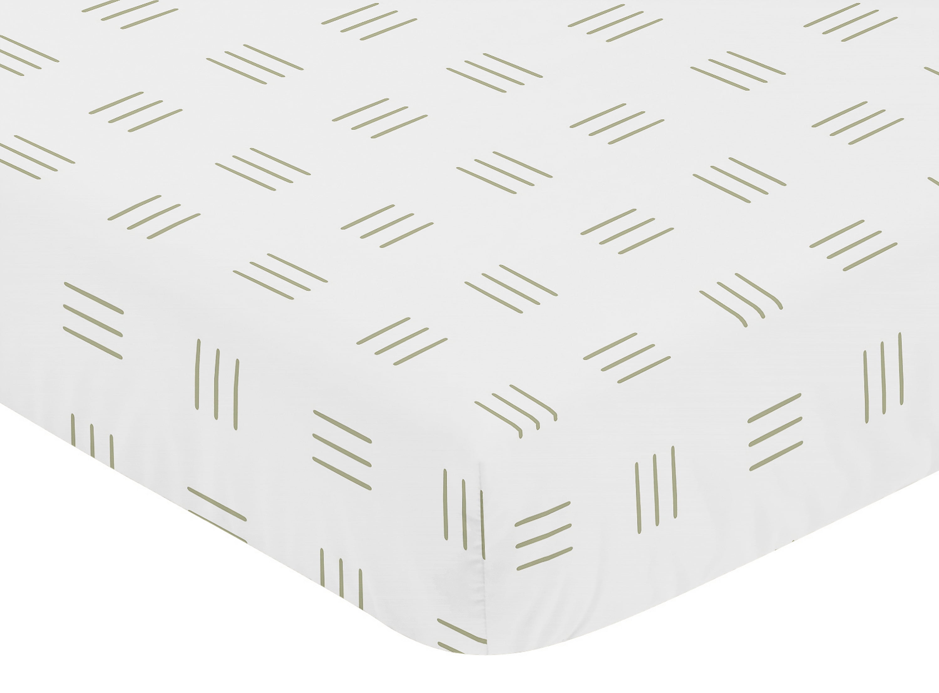Sweet Jojo Designs White and Green Boho Mudcloth Boy or Girl Fitted Crib Sheet Baby or Toddler Bed Nursery - Sage Bohemian Woodland Tribal Southwest Mud Cloth Hatch Gender Neutral Triple Line