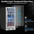 thumbnail image 3 of 15 Inch Beverage Refrigerator, 96 Cans Beverage Fridge Stainless Steel w Double-Layer Tempered Glass Door for Beer Wine Soda, Freestanding & Built In Wine Cooler w Safety Lock for Home, Office or Bar, 3 of 7