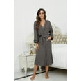 thumbnail image 3 of HEARTNICE Womens Cotton Robe, Soft Long Bathrobe Spa Knit Lightweight Loungewear,(Dark Grey mel,M), 3 of 5