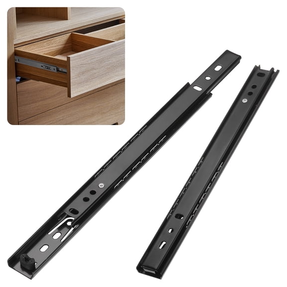 Uxcell 1-Pair Soft Close Drawer Slides, 9.8" Full Extension Ball Bearing Drawer Slides 2 Fold 55lb [Black]