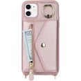 thumbnail image 5 of for iPhone 11 Case Wallet with Strap for Women - Crossbody Lanyard, Zipper Pocket, Credit Card Holder, Ring Stand - RFID Blocking Phone Wallet Case for iPhone 11 (6.1 inch,Rose Gold), 5 of 17