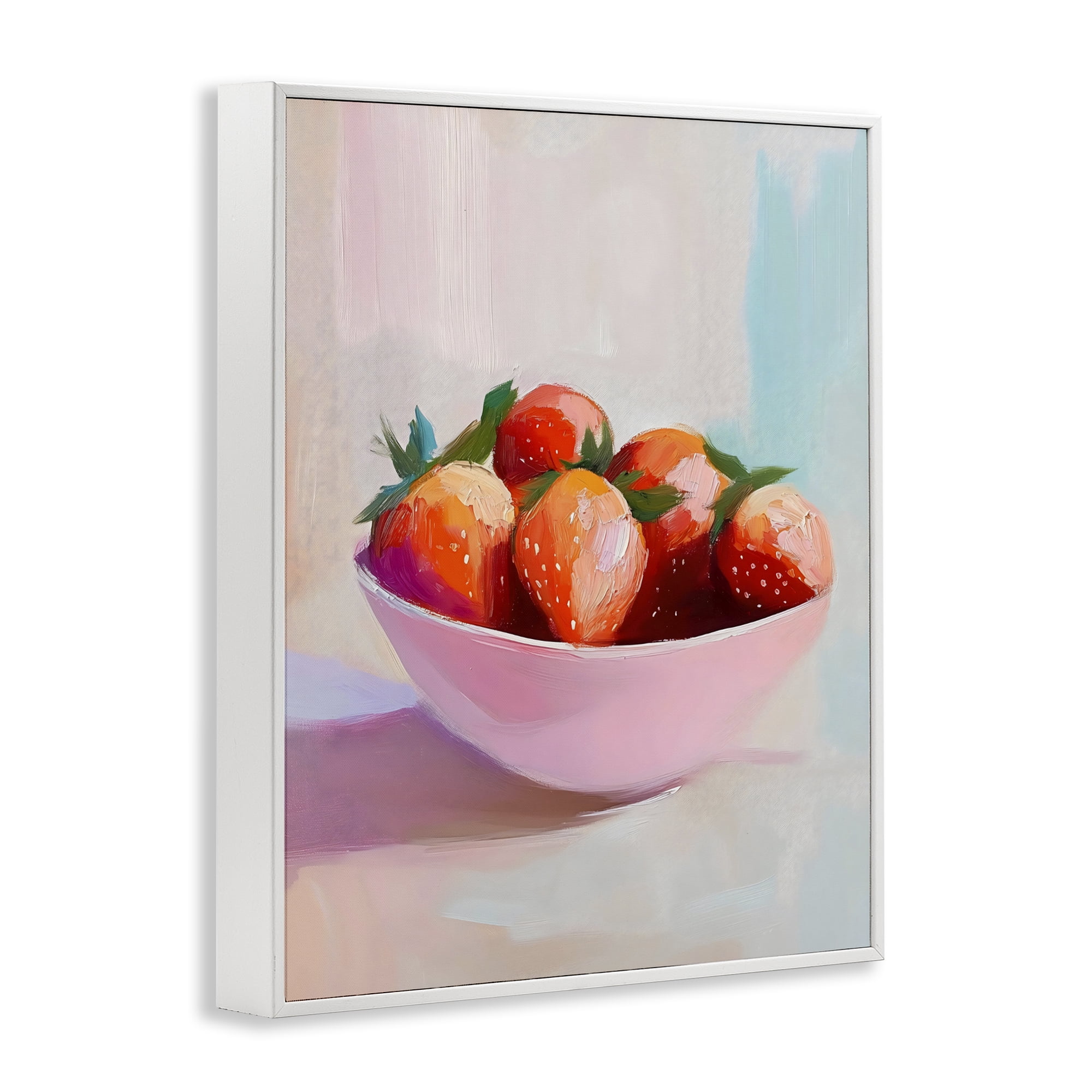 Stupell Industries Pastel Bowl of Strawberries White Framed Giclee Art, design by The Prints Vibe