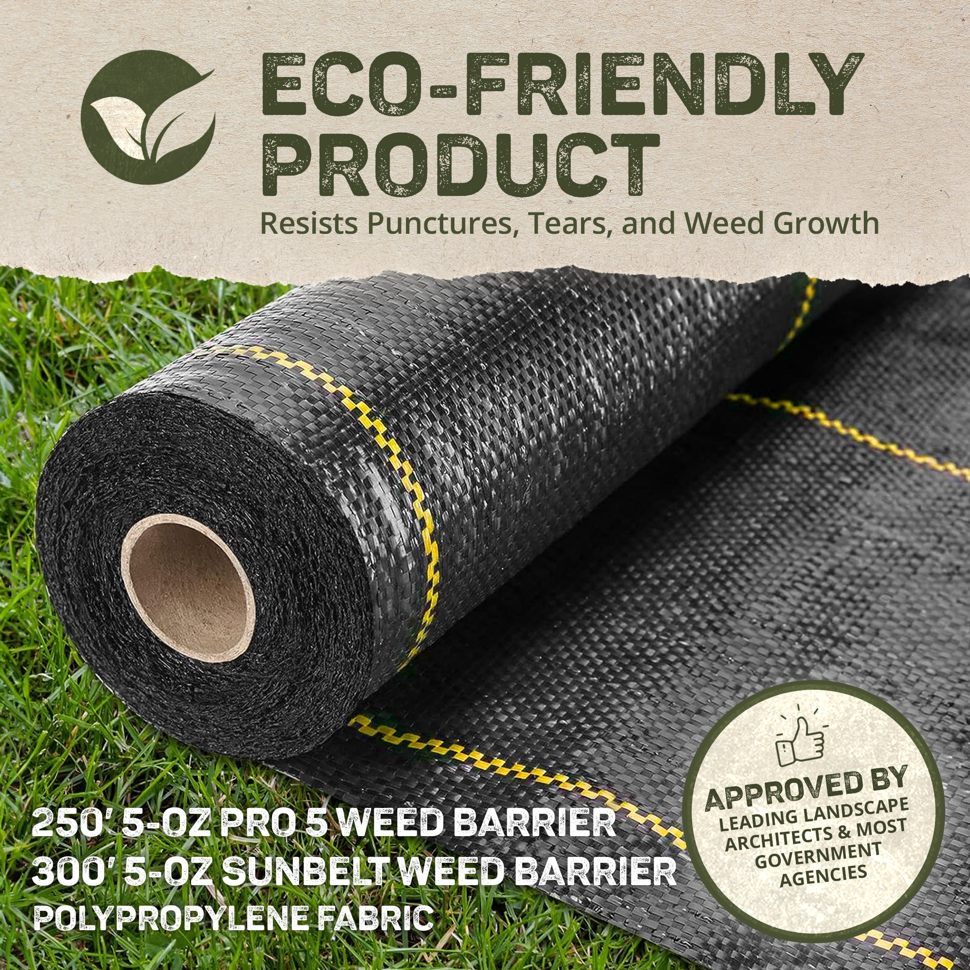 DeWitt 3 x 250 Feet Pro-5 and 4 x 300 Feet Sunbelt Heavy-Duty Weed Barrier Fabric Bundle