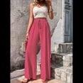thumbnail image 4 of Pantalones de Salón de Pierna para Mujer, Cintura Alta, Ajustables, con Nudo de Lazo, Holgados. Rojo M, 4 of 10