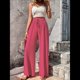thumbnail image 4 of Pantalones de Salón de Pierna para Mujer, Cintura Alta, Ajustables, con Nudo de Lazo, Holgados. Rojo XXL, 4 of 10