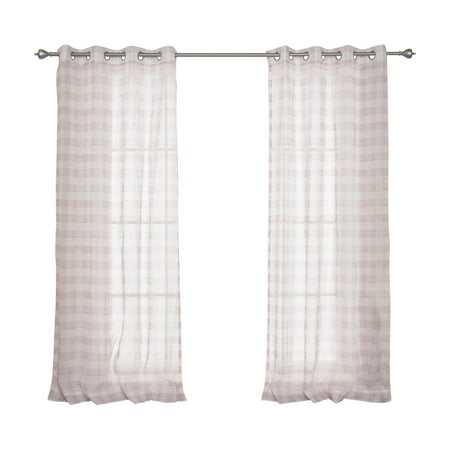 Best Home Fashion Sheer Watercolor Plaid Curtains Walmart Com