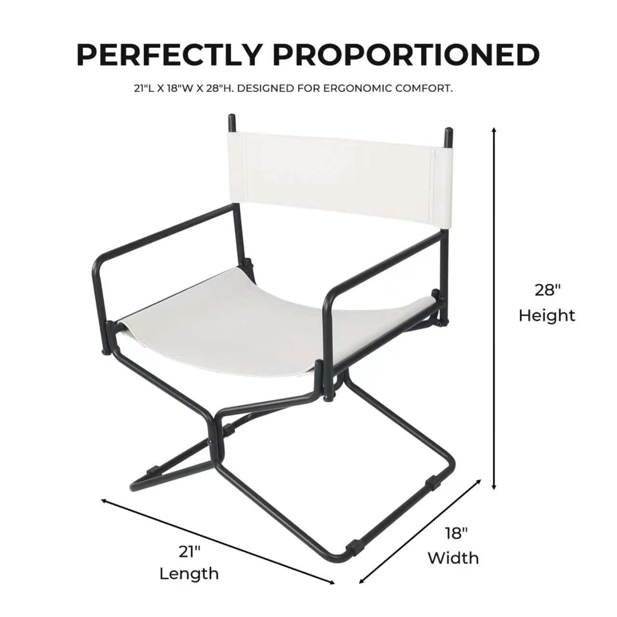 Aukfa Leather Folding Director Chair, Portable Outdoor Chair for Patio Camping, White