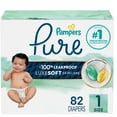 thumbnail image 1 of Couches pour bébés Pampers Pure, taille 1 ( à [8 lb à 14 lb]), jusqu’à 100 % sans fuites, couches douces hypoallergéniques haut de gamme, 1 of 17
