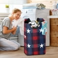 thumbnail image 6 of Blue and Red Tartan Plaids Stars Laundry Basket with Handles Foldable Laundry Hamper Freestanding Washing Bin 50L, 6 of 7