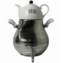 Modern Large Classic Samovar Tea Maker Water Kettle Heavy Thick Stainless Steel Ceramic Porcelain Teapot 6.5 Liter Faucet W/Handle