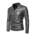 thumbnail image 2 of Men's Leather Jacket Slim Fit Border Autumn Winter Motorcycle Casual Jacket Clothes, 2 of 4