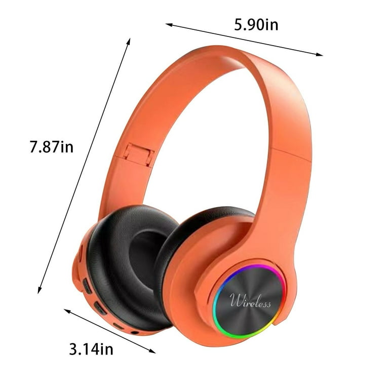 Meitianfacai Wireless Bluetooth - Headphones, Earphones Noise Over-Ear Orange Cancelling Headset Headphones Cool Glitter