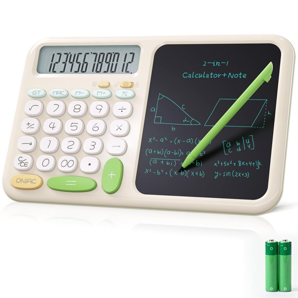 Calculadora ROATEE de 12 dígitos con bloc de notas LCD verde