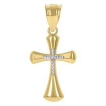 Auriga 10k Two-Tone Gold Diamond-Cut Cross Religious Charm Pendant for Men