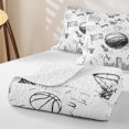 thumbnail image 4 of Castle Fairy Minimalism Basketball Quilt King,Sport Graffiti King Coverlet Set,Black White, 4 of 7
