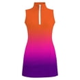 thumbnail image 5 of Girls Gradient Sleeveless Quarter Zip Athletic Dress, Kids Stand Collar A-Line Sport Dress, Breathable Tennis Golf Activewear for Summer(Orange,4-5 Years), 5 of 5