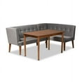 thumbnail image 2 of Baxton Studio Stewart Mid-Century Modern Grey Velvet Upholstered and Walnut Brown Finished Wood 3-Piece Dining Nook Set, 2 of 7