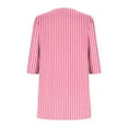 thumbnail image 5 of successthop Womens Shirts Curved Hem 3/4 Sleeve Tunic Top Long Crewneck Pullover Sweater Stripe Fall Winter Clothes Pink, 5 of 6