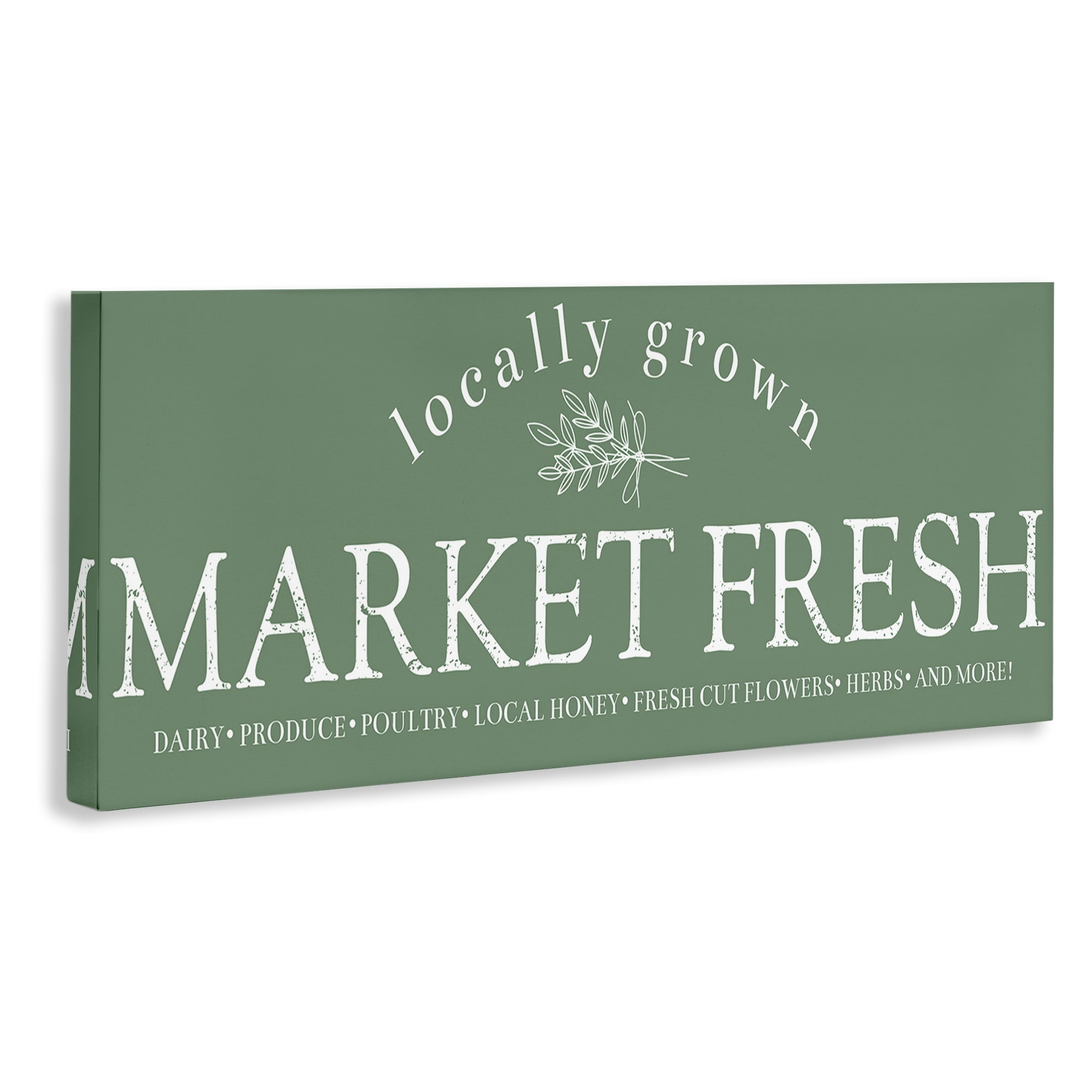 Stupell Industries Locally Grown Market Text & Numbers Painting Wrapped Canvas Art Print Wall Art, 24 x 10