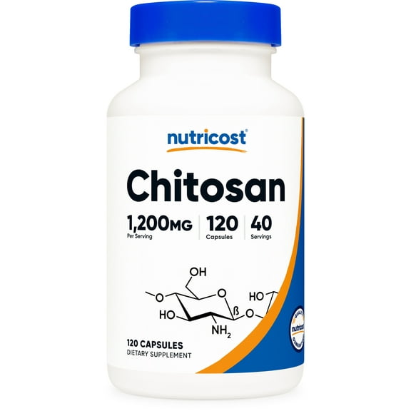 Nutricost Chitosan Supplement (1,200mg) 120 Capsules - GMO-Free, Gluten-Free, 40 Servings
