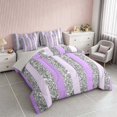 thumbnail image 2 of Homewish Silver Sequins Print Twin Bedding for Girls, Purple Stripe Bedding Comforter Set, Gray Reversible, 7pcs, 2 of 7