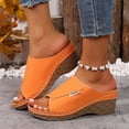 thumbnail image 2 of Modisza Wedge Sandals for Women Open Toe Slip on Walking Slides Wide Width Outdoor Wedges Shoes Summer Beach Platform Slipper Size 6 Orange, 2 of 7