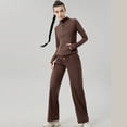 thumbnail image 4 of Conjunto deportivo de 2 uds para mujer, traje de Yoga liso elástico con cremallera, camisa de manga larga, mallas de cintura alta, ropa de gimnasio de entrenamiento transpirable, 4 of 5