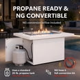 thumbnail image 6 of RADIATA 43" Aluminum Propane Fire Pit Table, 60,000 BTU Outdoor Gas Firepit, Rectangle CSA-Certified Patio Fireplace with Wind Guard & Glass Rocks, Rust-Proof White Fire Table for Deck Poolside, 6 of 10