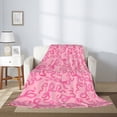 thumbnail image 2 of Fuzoiu pink bow Print Flannel Throw Blanket,Light Weight Warm Decorative,Throw Blanket Cover for Sofa, Couch, Bedroom,Travel-80"x60", 2 of 6
