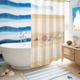 thumbnail image 5 of No Hook Shower Curtain, Yellow Summer Coastal Shower Curtains for Bathroom with See Through Top Window, Modern Ocean Waves Starfish Shell Waterproof & Washable Bath Curtain Small Stall 36"x78", 5 of 9