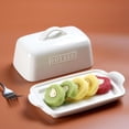thumbnail image 4 of ADIVEE Large Butter Dish for 1 lb Block of Canadian Butter, Porcelain Butter Keeper Fit a Full Pound Brick of Butter, Butter Container for an Entire Pound Butter, Butter Storage for Counter, White, 4 of 6