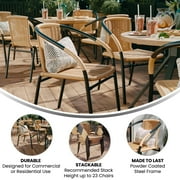 Flash Furniture Lila 4 Pack Beige Rattan Indoor-Outdoor Restaurant Stack Chair