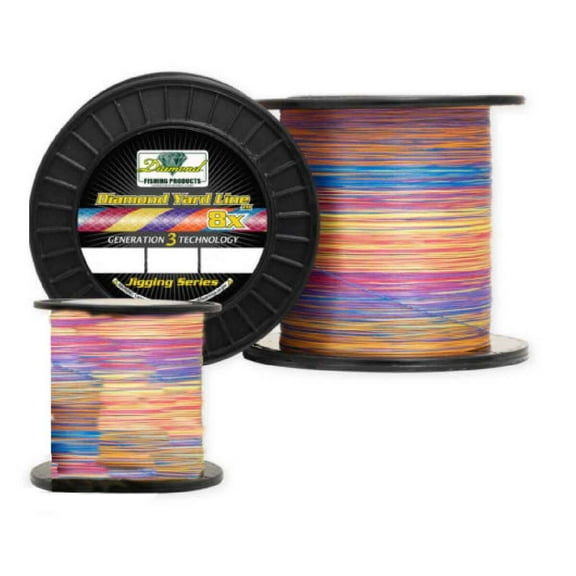 Diamond Fishing Products Diamond Yard Line Jigging Series 8X Solid Braided Line - 1500 Yards Pink,Yellow,Blue,Orange,Red, 30#