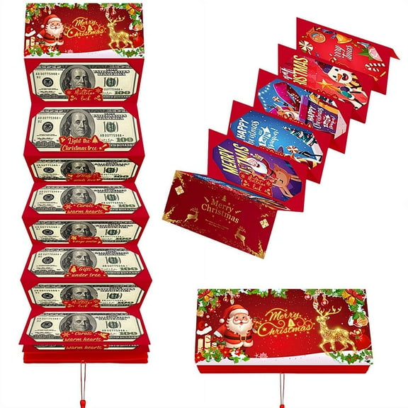 1 Pcs Christmas Money Holders, Cash Gift Card Holders Xmas with 10 Slots, Surprise Money Envelopes for Christmas Holiday Gift