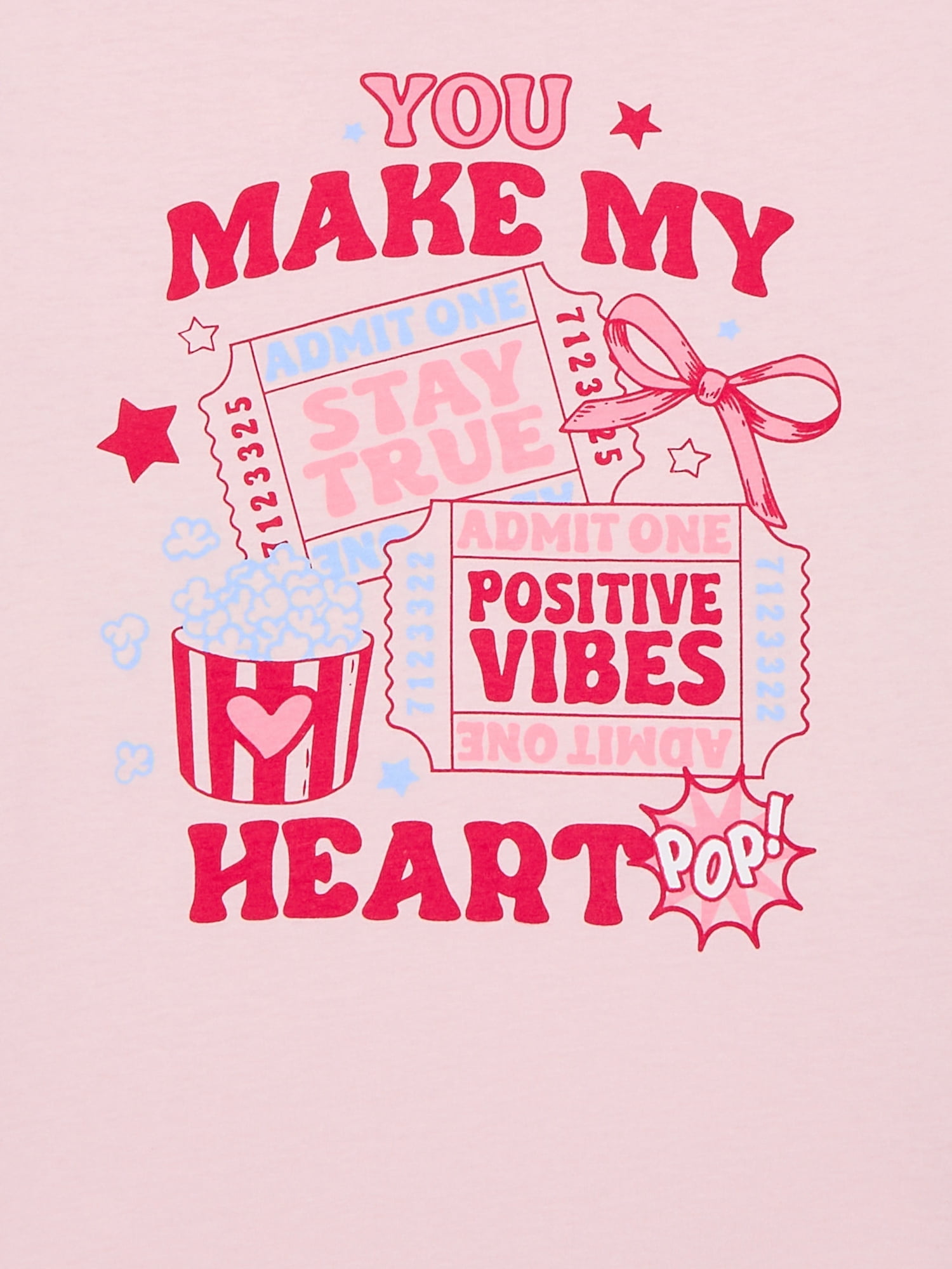 Wonder Nation Girls Heart Pop Graphic T-Shirt with Short Sleeves, Sizes 4-18