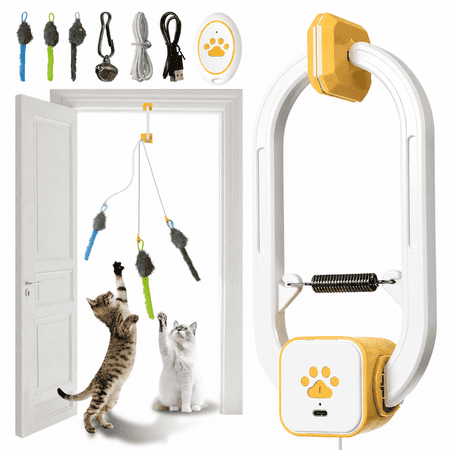 Hanging Door Cat Toy, Interactive Cat Toys for Indoor Cats, , 2 Motion Modes, 360° Spin & Irregular Jumping, Smart Auto Cat Toy for Exercise & Fun