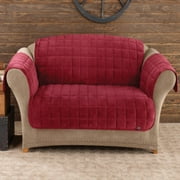 SureFit Deluxe Pet, Odor Control, Loveseat Furniture Cover in Burgundy