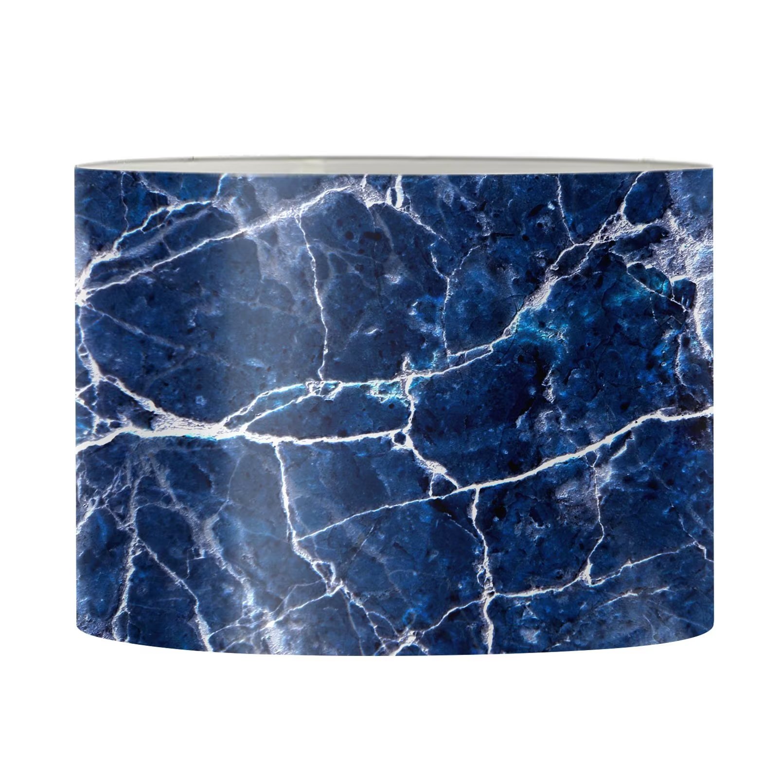 Pzuqiu Marble Lamp Shades Navy Blue for Table Lamps Medium Drum
