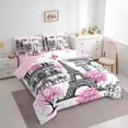 thumbnail image 3 of Homewish Eiffel Tower Bedding Comforter Set 7-Piece for Teens Boys Girls,Romantic Paris King Bedding Sets,Happy Valentine Ultra Soft Bed Sheets,Microfiber Bedroom Decor,Reversible, 3 of 8