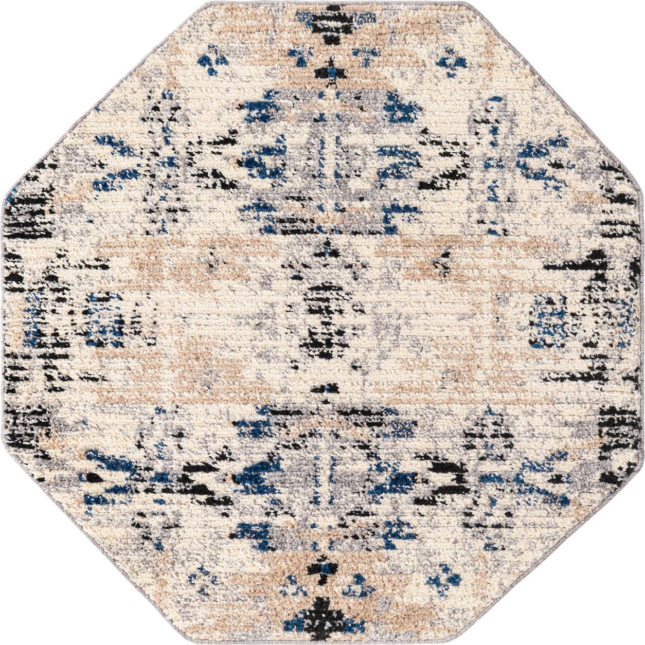 Tucson Collection Rug 4 Ft Octagon Ivory Low Rug Perfect For