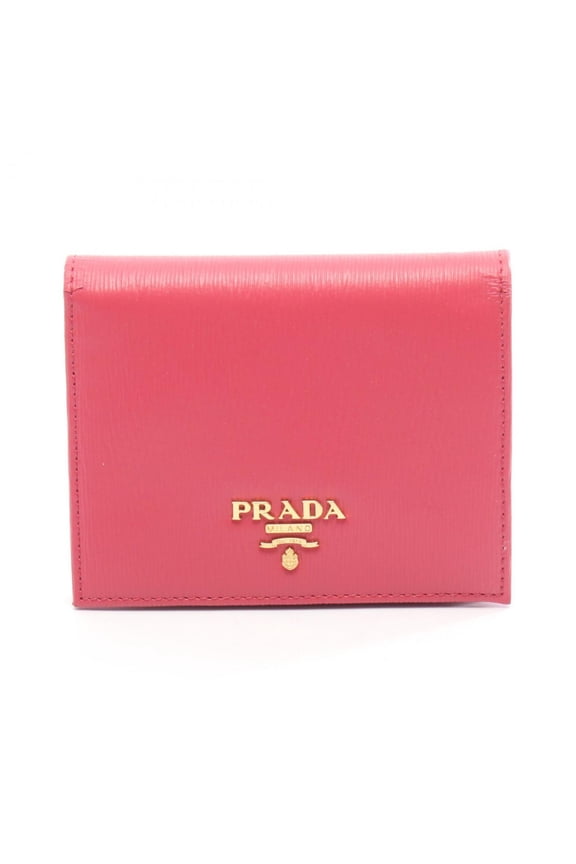Pre-Owned Prada Vitello Move Bi Bifold Wallet, Leather, Women's, Pink, IMV204 (Fair)