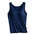 thumbnail image 4 of WAYUTE Womens Tank Tops with Built in Bras Wireless Camisole Top Seamless Slim Fit Solid Color Breathable Layering Top,Navy,3XL, 4 of 4