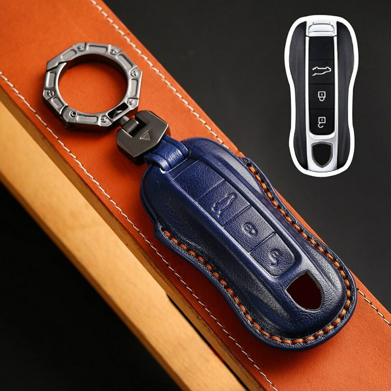 Leather Car Key Case Cover For Porsche Cayenne Panamera Taycan Macan 911 