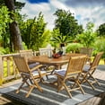 thumbnail image 4 of 7 Piece Teak Wood San Diego Patio Dining Set with Round to Oval Extension Table, 2 Arm Chairs and 4 Side Chairs, 4 of 5