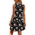 thumbnail image 4 of Womens Summer Floral Mini Dress Casual Front Pleated Crewneck Sleeveless Sundress A-line Dresses for Beach Vacation, 4 of 8
