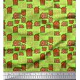 thumbnail image 1 of Soimoi Green Velvet Fabric House Architectural Print Sewing Fabric Yard 58 Inch Wide, 1 of 3